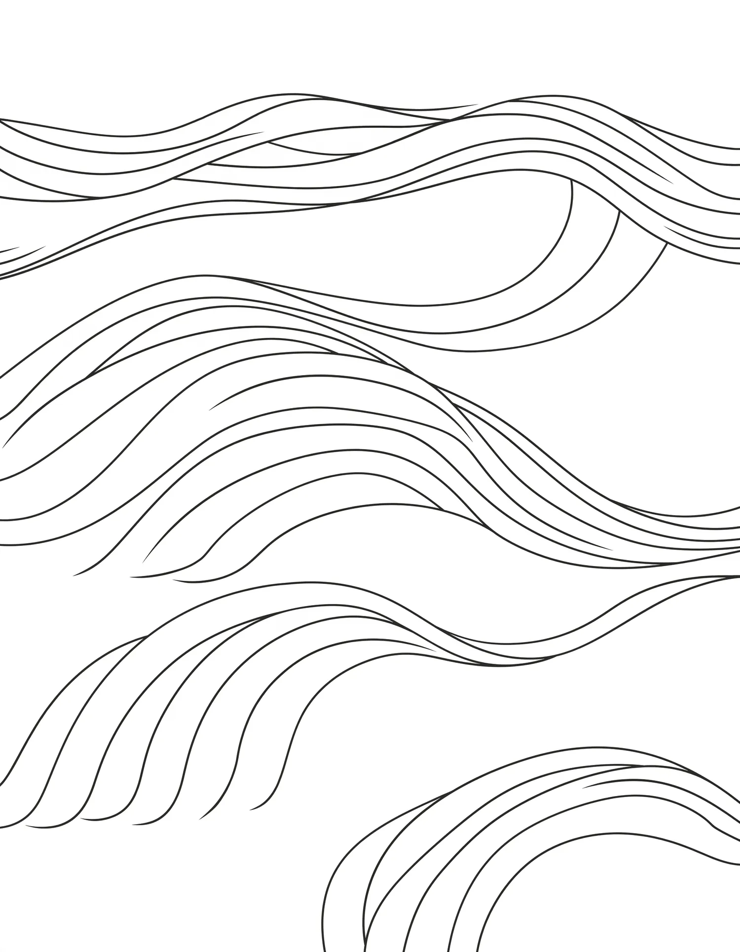 Lignes Épurées Ondulantes, Coloriage géométrique à imprimer gratuitement